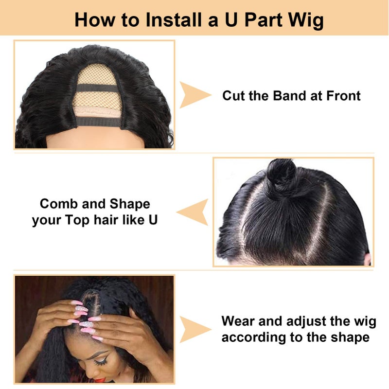 ROYAL IMPRESSION U Part Human Hair Wig Deep Wave 18 Inch 200% Density Brazilian Deep Wave U Part Wigs for Black Women 12A Full Head Clip in Half Wig Glueless No Leave Out Lace Front Wig 3X Longer Lifespan - Image 4